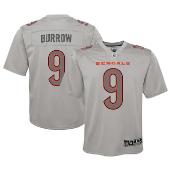 youth nike joe burrow gray cincinnati bengals atmosphere ga